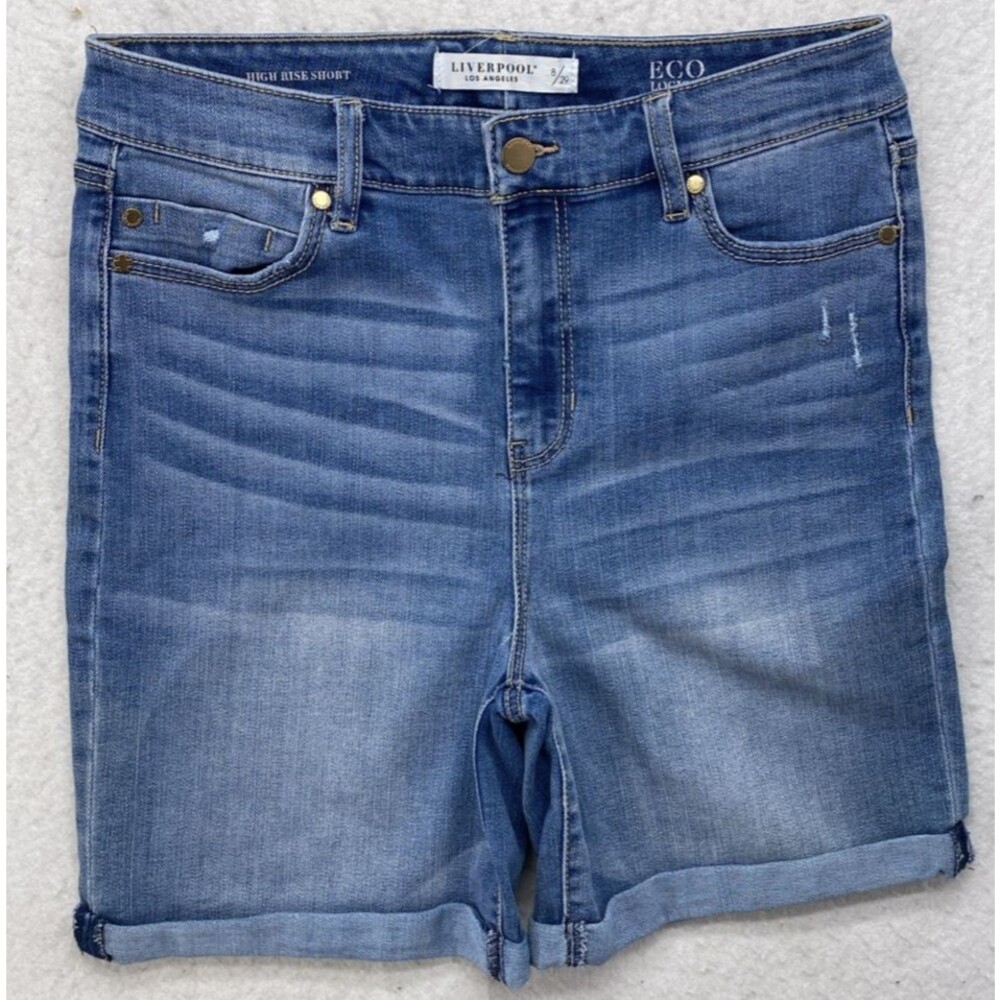 Liverpool Los Angeles High Rise Cuffed Shorts Womens 8 29 Maysville Denim LM9216